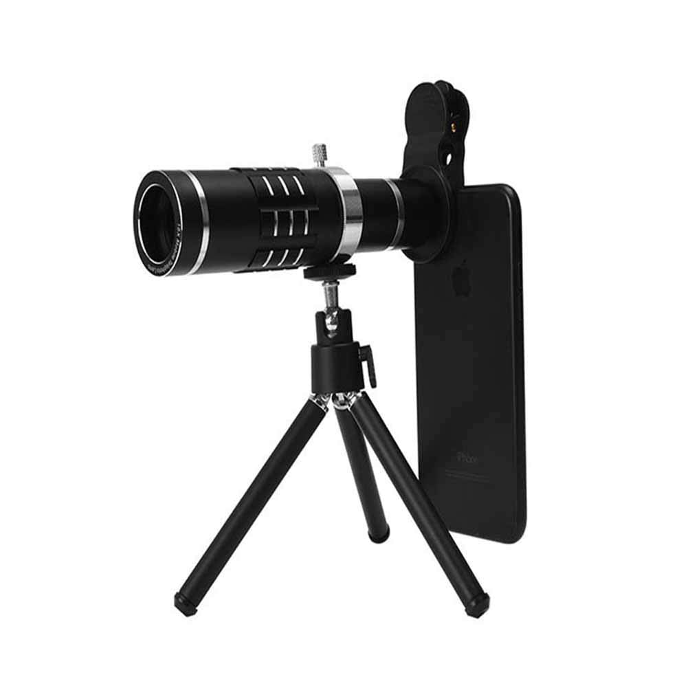 Qys Monocular Foto im Freien mit Handyclip und Dreieckhalterung,Black Movies