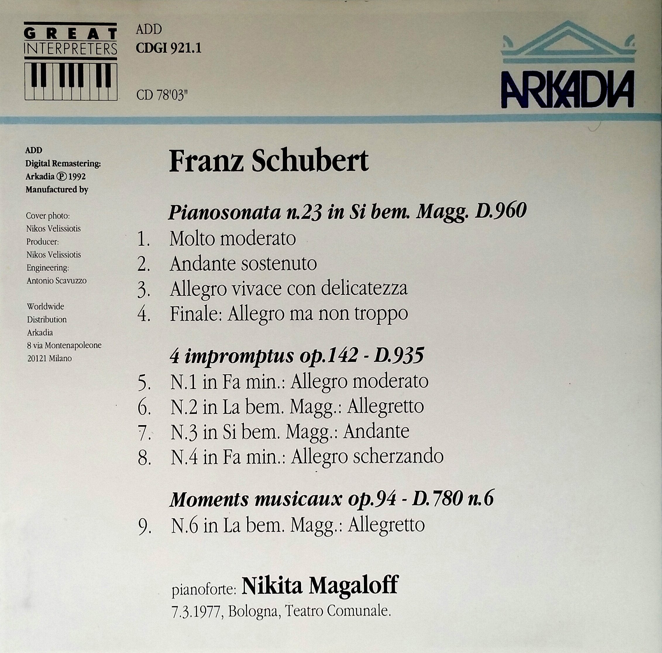 Schubert Piano Sonata No.23 cd