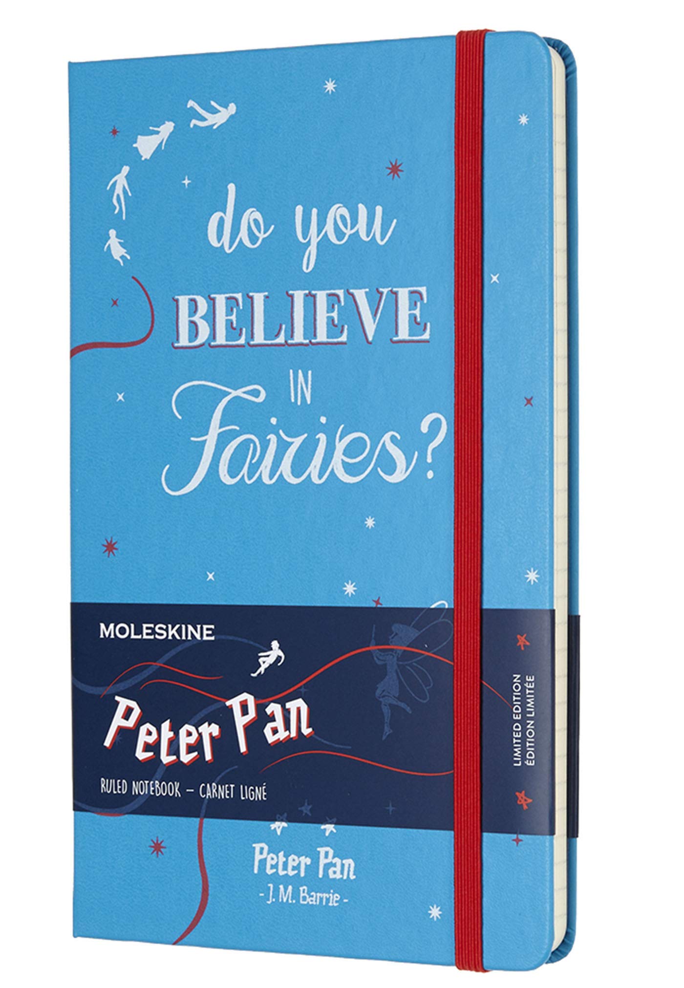 Moleskine Peter Pan Limited Edition Fairies Cerulean Blue Large Ruled Notebook Hard Stationery