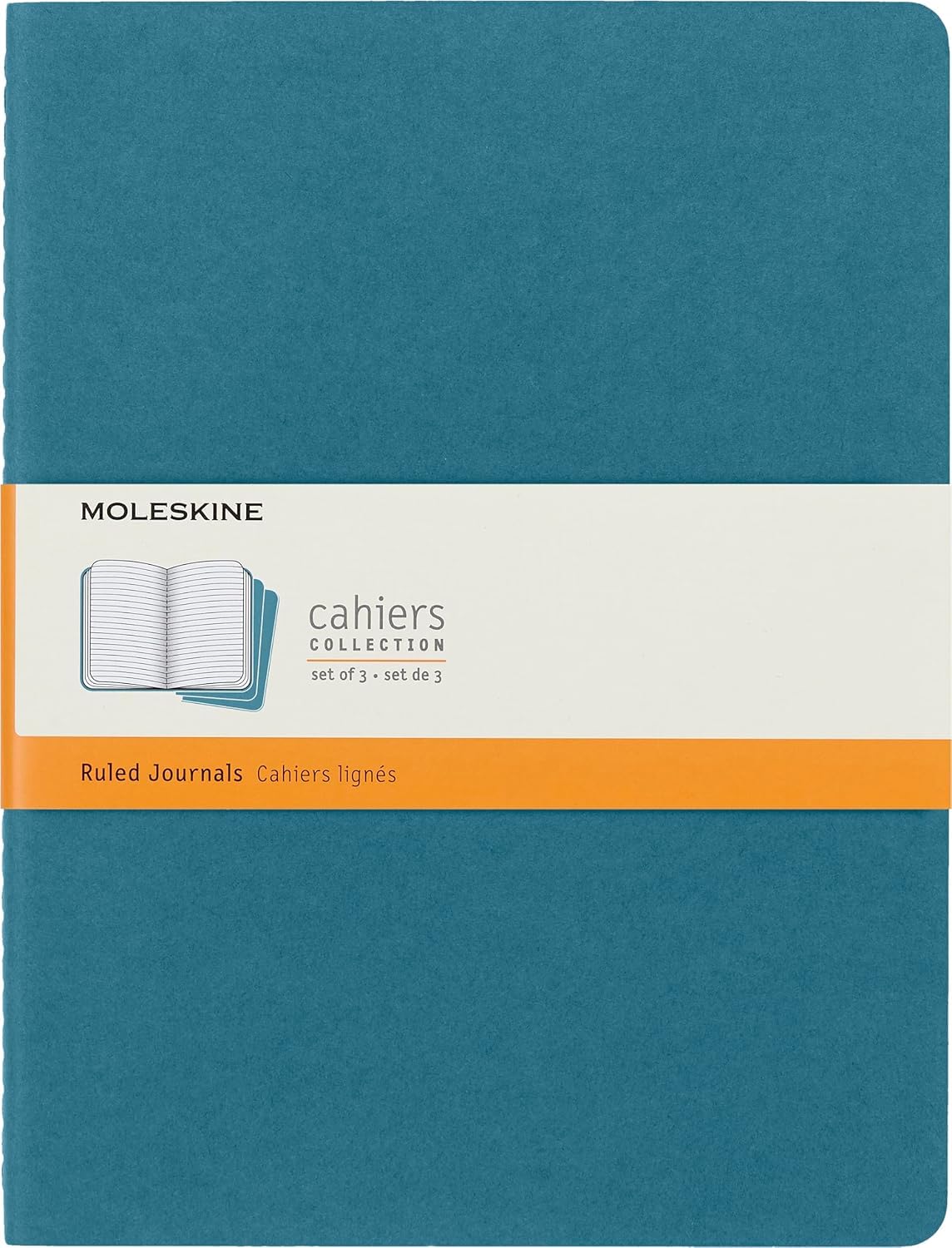 Moleskine - Cahier Journal - Ensemble de 3 Carnets avec Pages Ligné - Couverture en Carton et Piqûres de Coton Apparentes - Couleur Vert D'Eau - Taille Très Grand Format 19 x 25 cm - 120 Pages book
