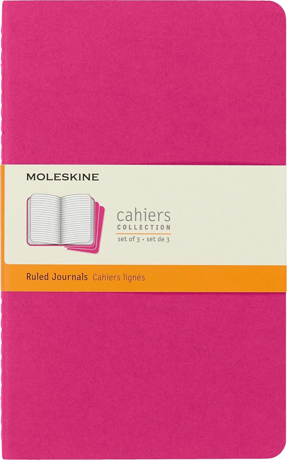 Moleskine - Cahier Journal - Ensemble de 3 Carnets avec Pages Ligné - Couverture en Carton et Piqûres de Coton Apparentes - Couleur Rose - Taille Grand Format 13 x 21 cm - 80 Pages book