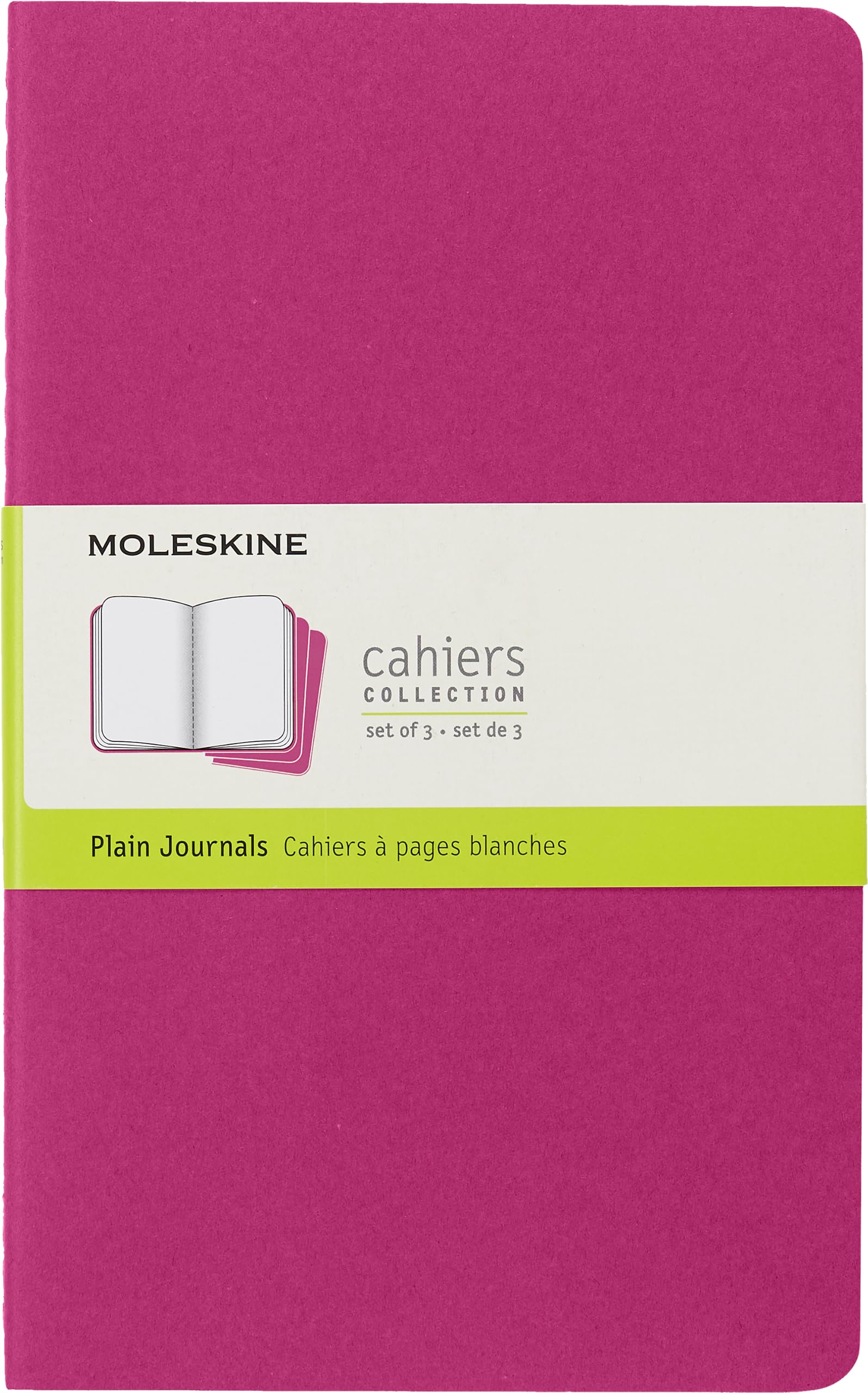 Moleskine - Cahier Journal - Ensemble de 3 Carnets avec Pages à Pages Blanches - Couverture en Carton et Piqûres de Coton Apparentes - Couleur Rose - Taille Grand Format 13 x 21 cm - 80 Pages book