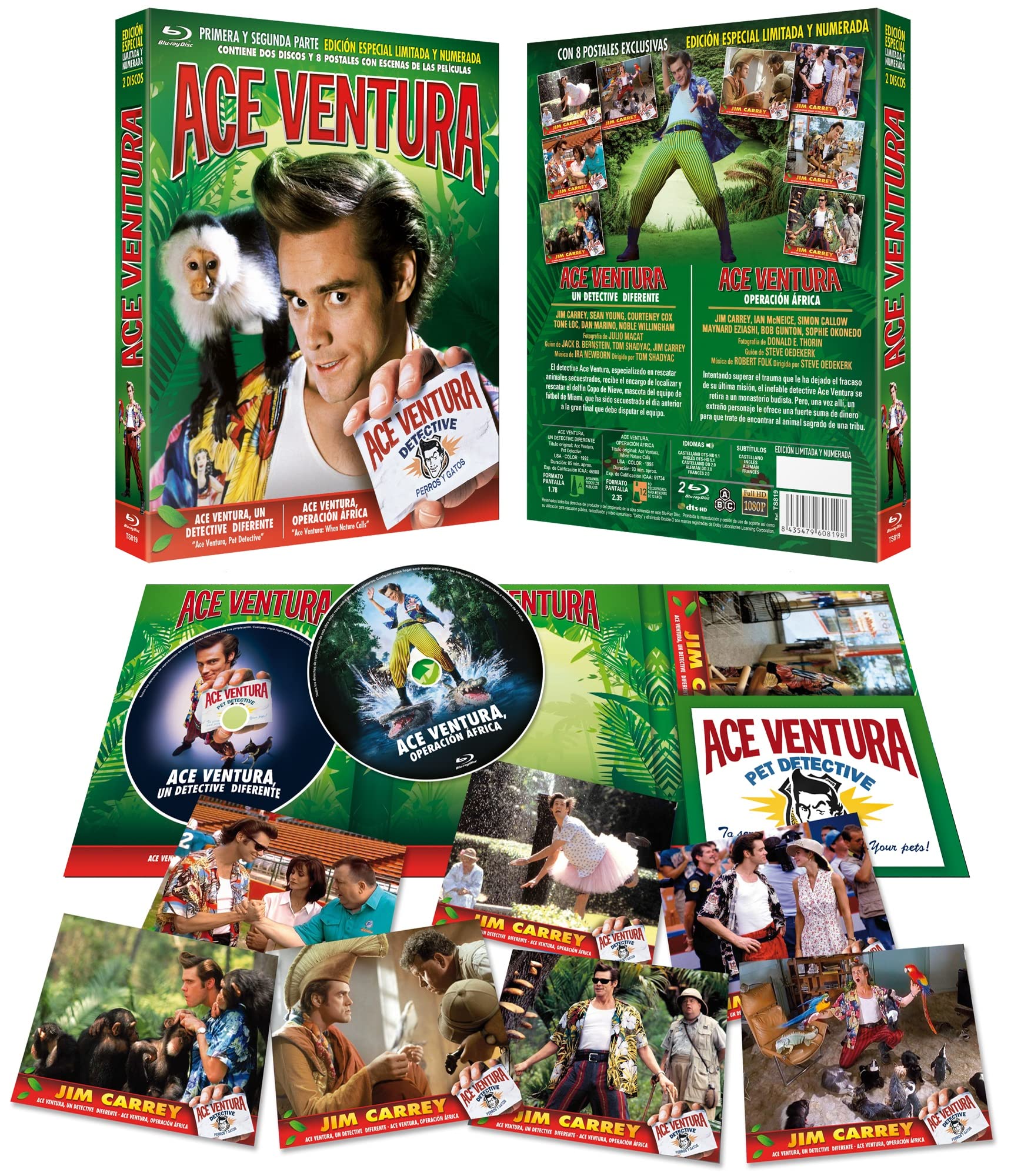 Ace Ventura - Ein Tierischer Detektiv + Ace Ventura - Jetzt Wird's Wild Blu-Ray EU-Import mit Deutschem Originalton - Limitierte Auflage Jim Carrey Movies