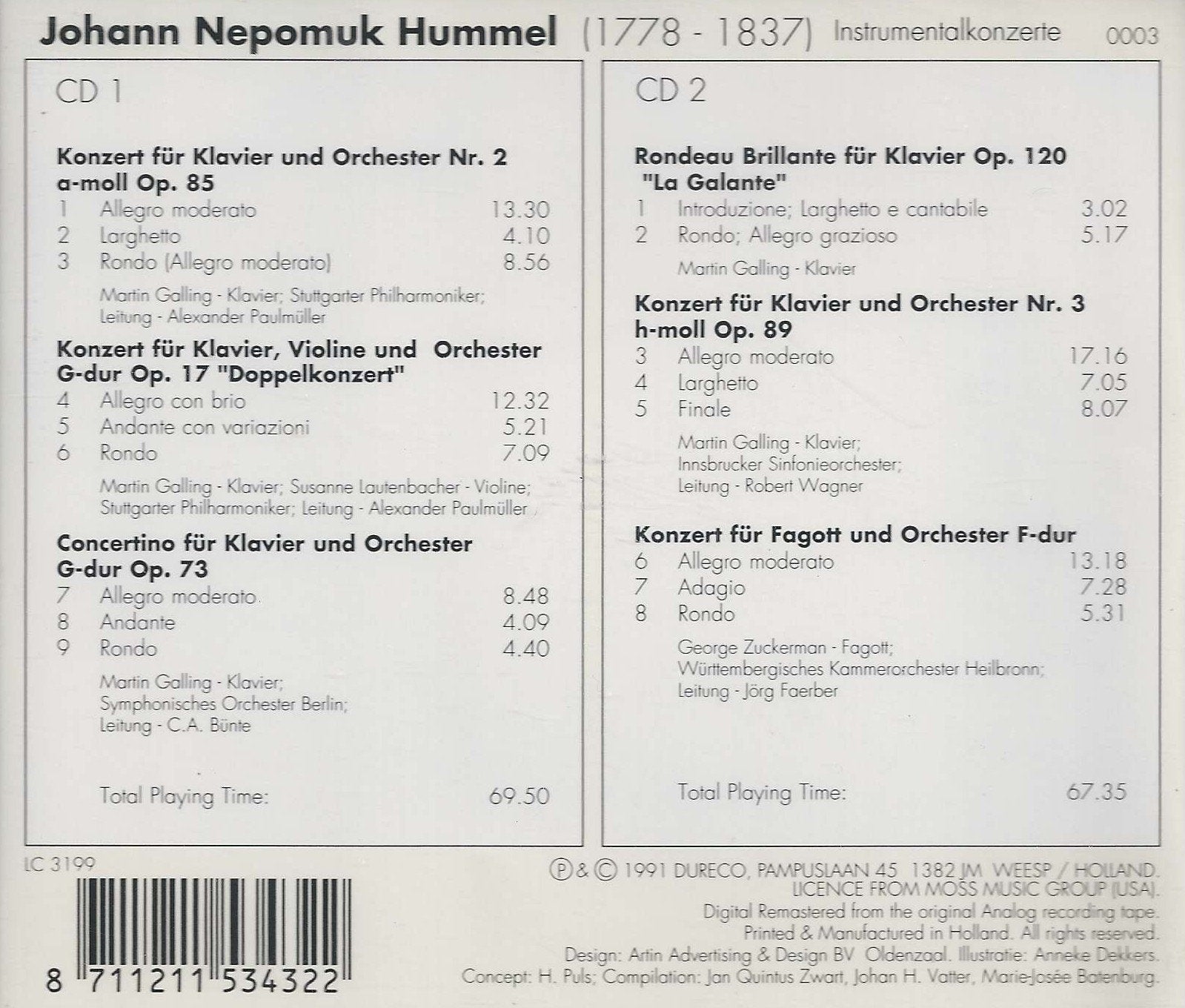 Instrumentalkonzerte Op. 85, 17, 73, 120, 89 Classical