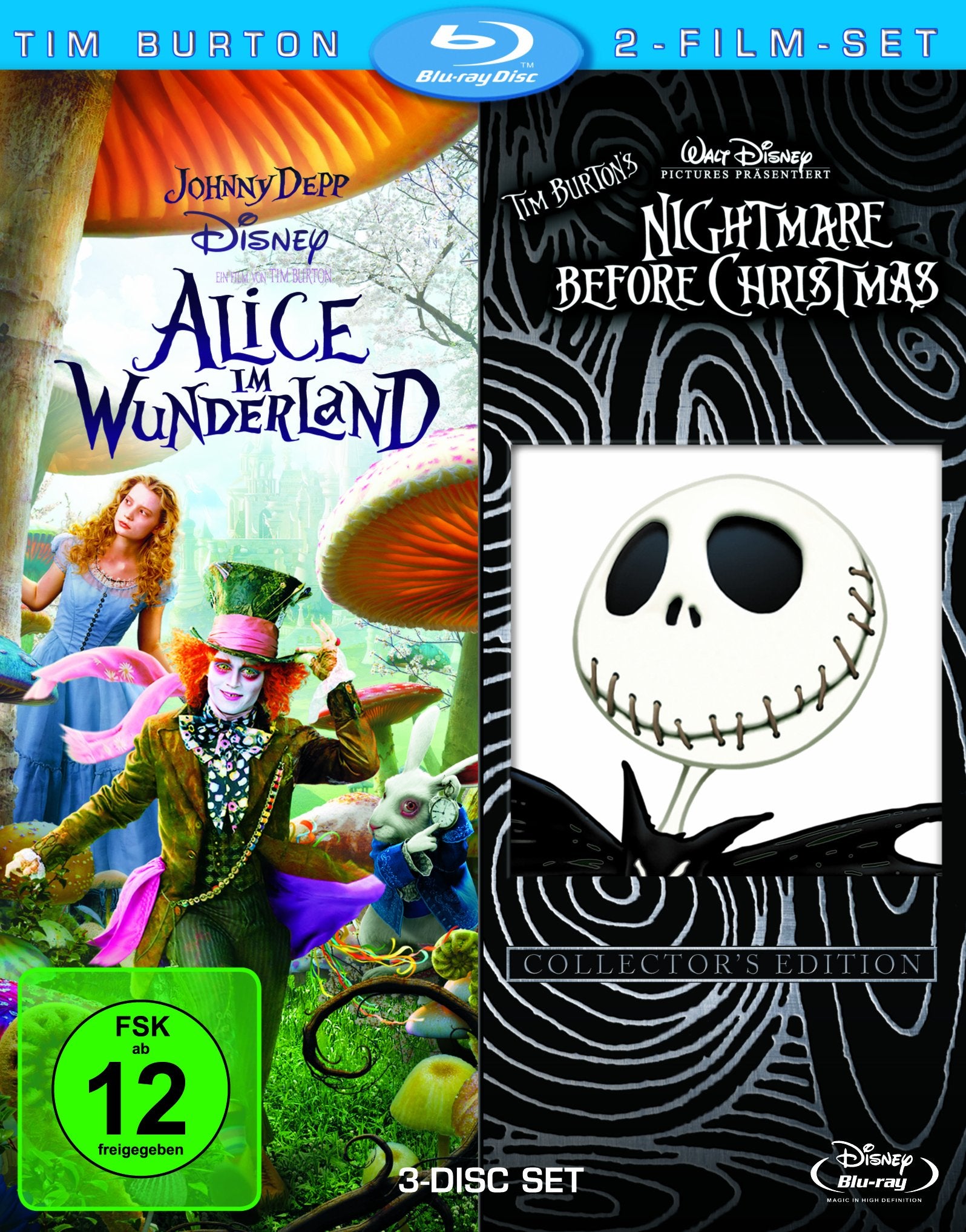 Tim Burton 2-Film-Set (3 Discs): Alice im Wunderland/Nightmare before Christmas Films
