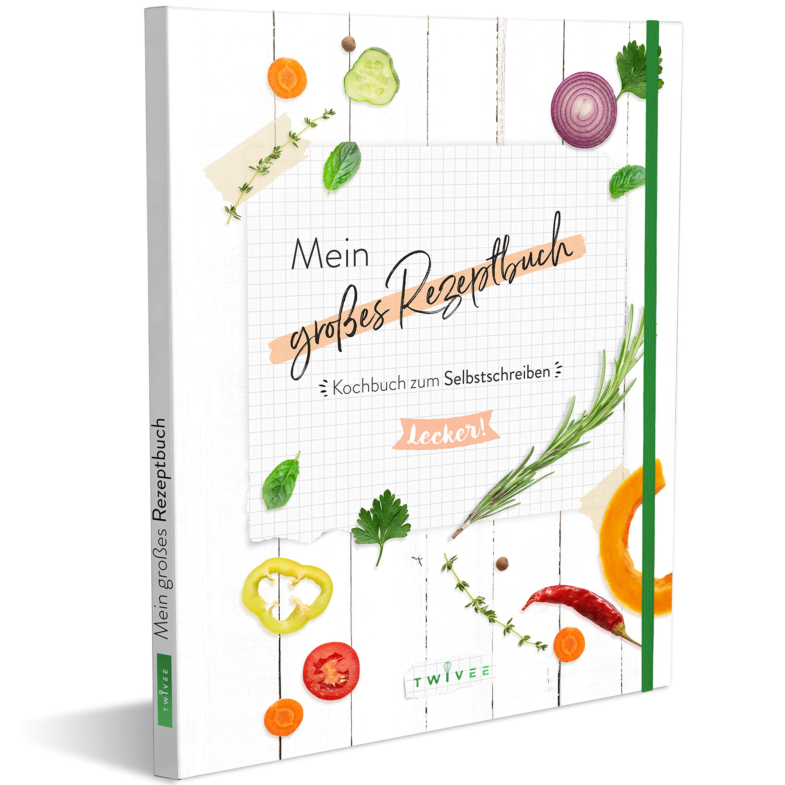 TWIVEE - Rezeptbuch zum Selberschreiben - 120 Seiten - DIY Kochbuch für eigene Rezepte - Inkl. Sticker-Set, Inhaltsverzeichnis, Register und Lesezeichen book