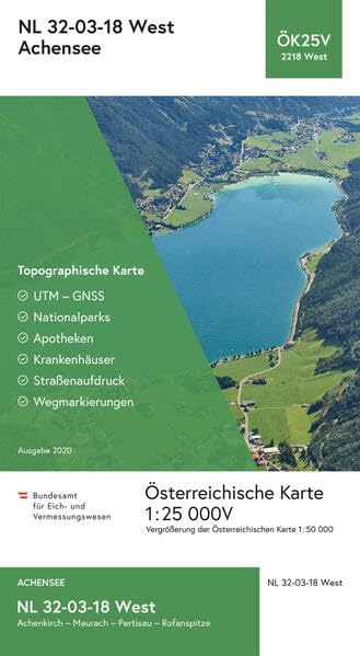 BEV-Karte 2218-West, Achensee 1:25 000V: NL 32-03-18 West Leisure, Home & Garden
