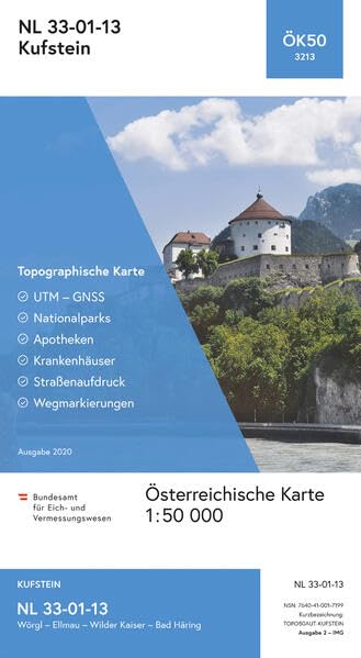 BEV-Karte 3213, Kufstein 1:50 000: NL 33-01-13 Leisure, Home & Garden
