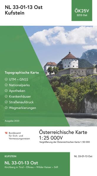BEV-Karte 3213-Ost, Kufstein 1:25 000V: NL 33-01-13 Ost Leisure, Home & Garden