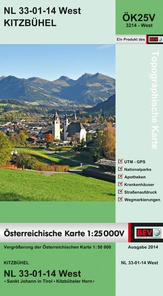 BEV-Karte 3214-West, Kitzbühel 1:25 000V: NL 33-01-14 West Leisure, Home & Garden