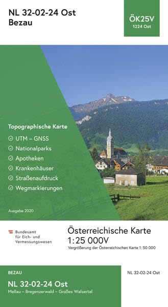 BEV-Karte 1224-Ost, Bezau 1:25 000V: NL 32-02-24 Ost Leisure, Home & Garden