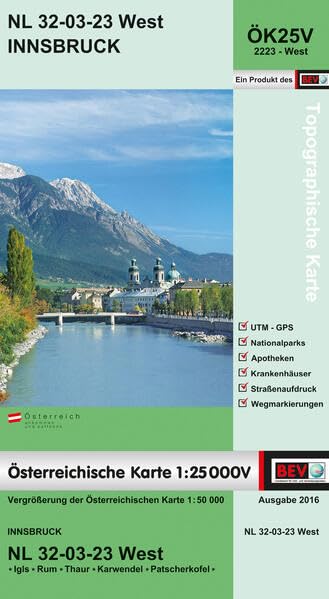BEV-Karte 2223-West, Innsbruck 1:25 000V: NL 32-03-23 West Leisure, Home & Garden