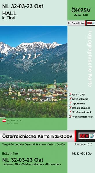 BEV-Karte 2223-Ost, Hall in Tirol 1:25 000V: NL 32-03-23 Ost Leisure, Home & Garden