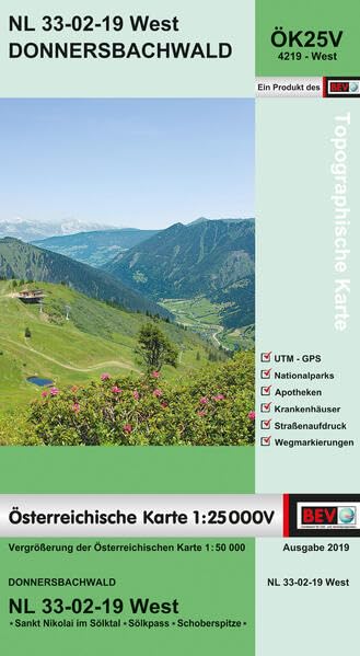 BEV-Karte 4219-West, Donnersbachwald 1:25 000V: NL 33-02-19 West Leisure, Home & Garden