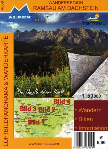 Luftbildpanorama & Wanderkarte - Ramsau am Dachstein: Wandern, Biken, Information Leisure, Home & Garden