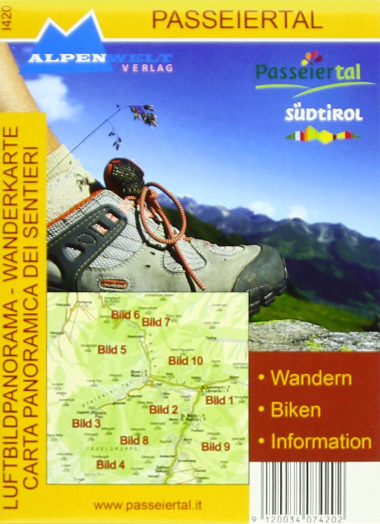 Luftbildpanorama & Wanderkarte - Passeiertal: Wandern, Biken, Information Leisure, Home & Garden