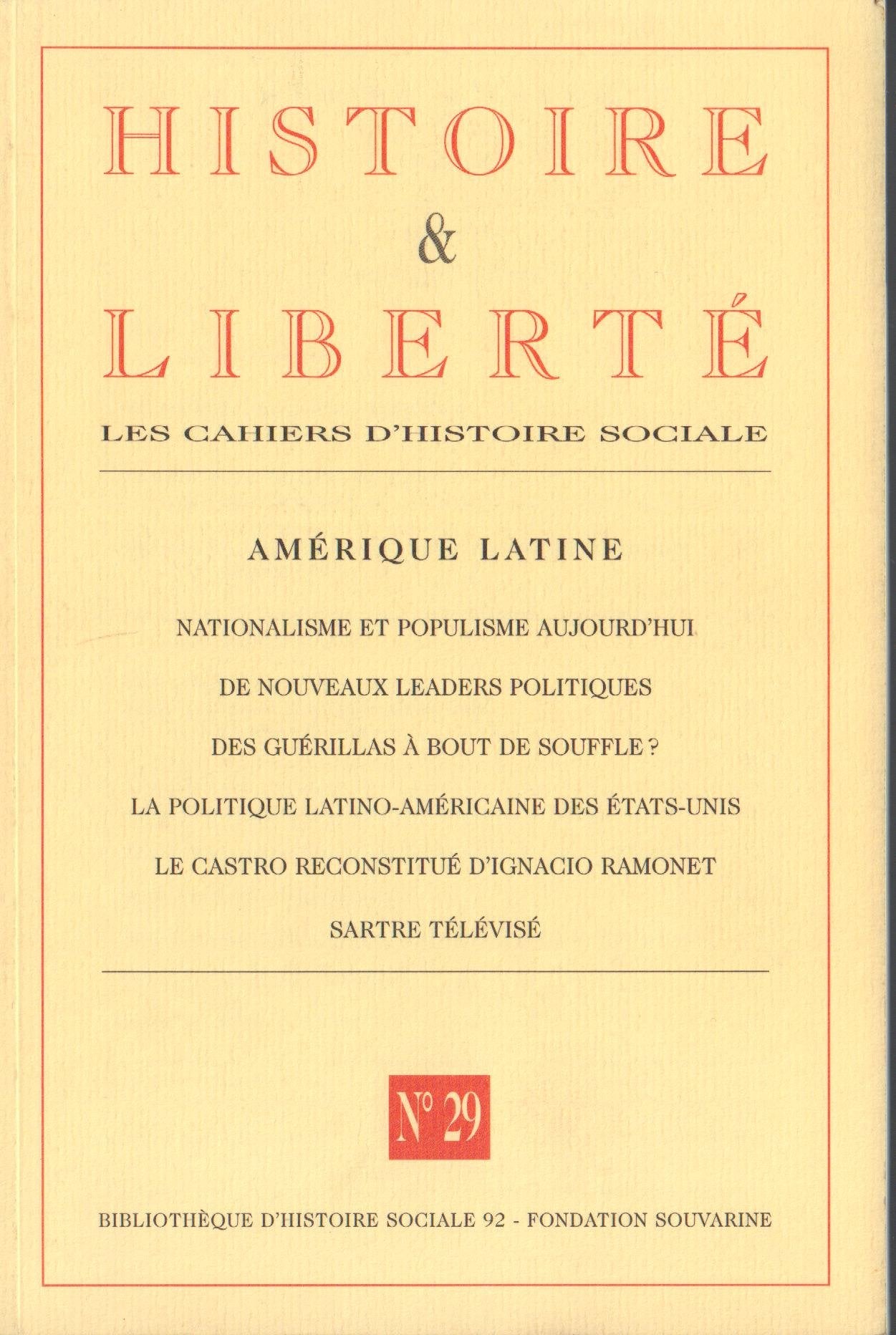 Amerique Latine - Histoire et Liberte - Cahiers d'Histoire Sociale N29 book