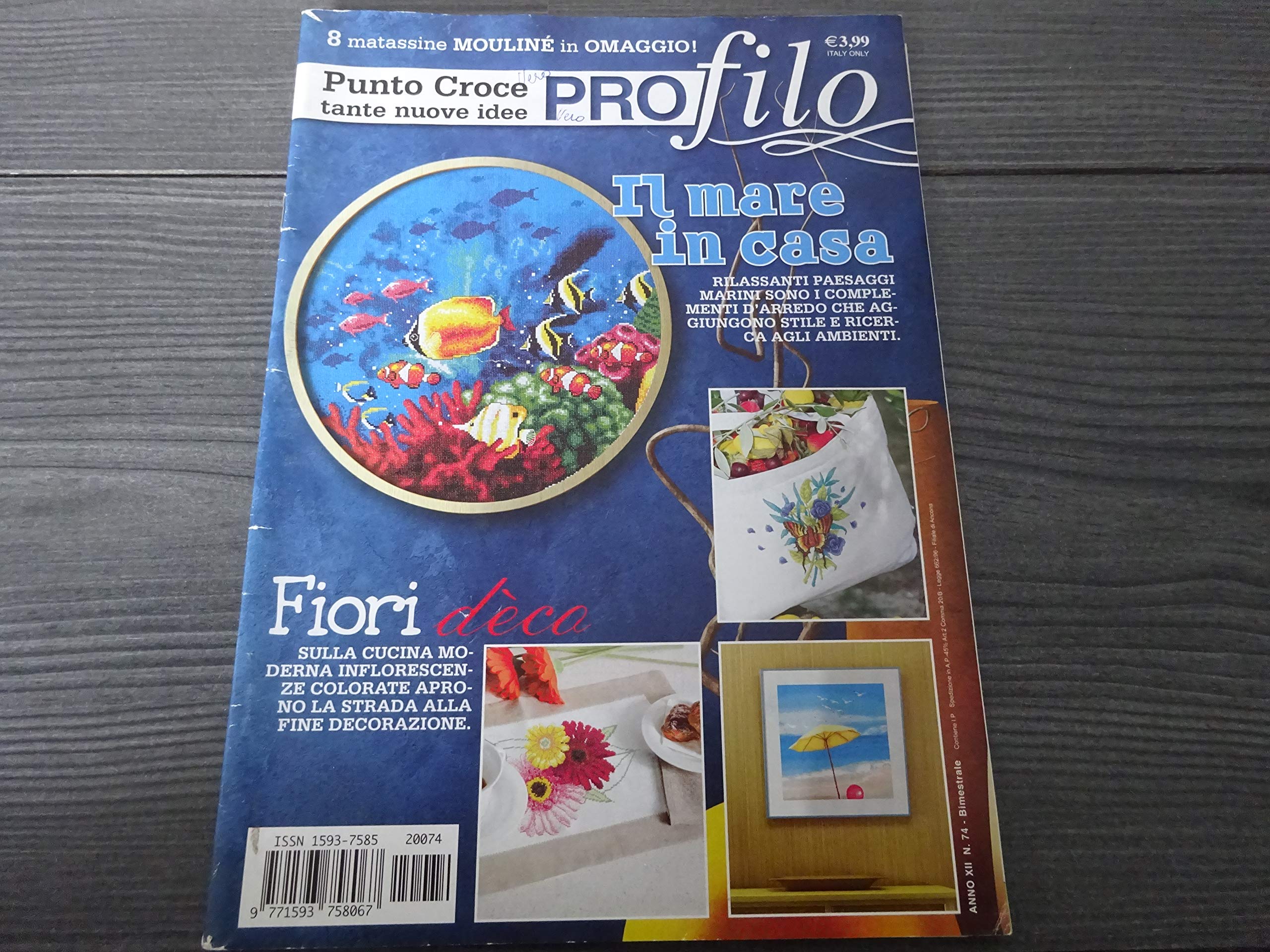 PUNTO CROCE PRO FILO MAG N°74 !! (TANTE NUOVE IDEE) "IL MARE IN CASA - FIORI DÉCO" (VERSION ITALIENNE) book