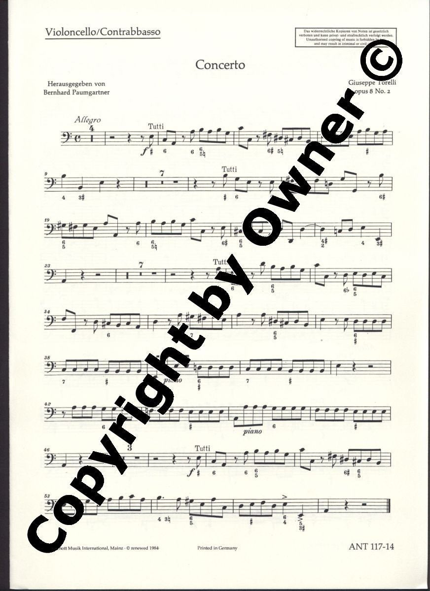 Concerto: op. 8/2. 2 violins, strings and harpsichord (piano). book