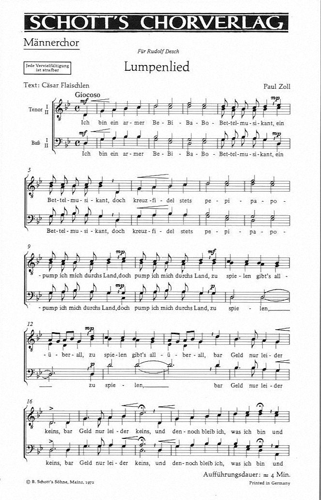 Product Image: VIER HEITERE CHORLIEDER CHANT
