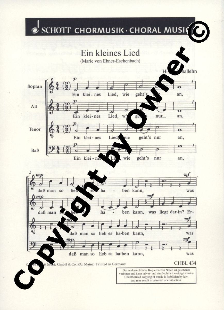 Ein kleines Lied: mixed choir (SATB). Partition de chœur. Books