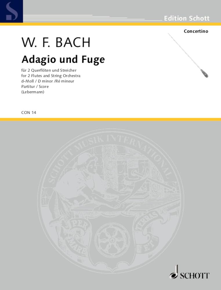 Adagio und Fuge d-Moll: Falck 65. 2 Flöten und Streichorchester. Partitur. (Concertino) Sheet Music