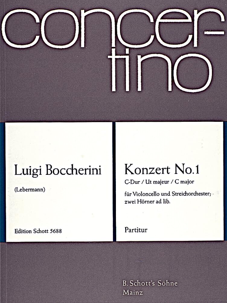 Konzert No. 1 C-Dur: G 477. Violoncello und Streichorchester; 2 Hörner ad libitum. Partitur. (Concertino) Sheet Music