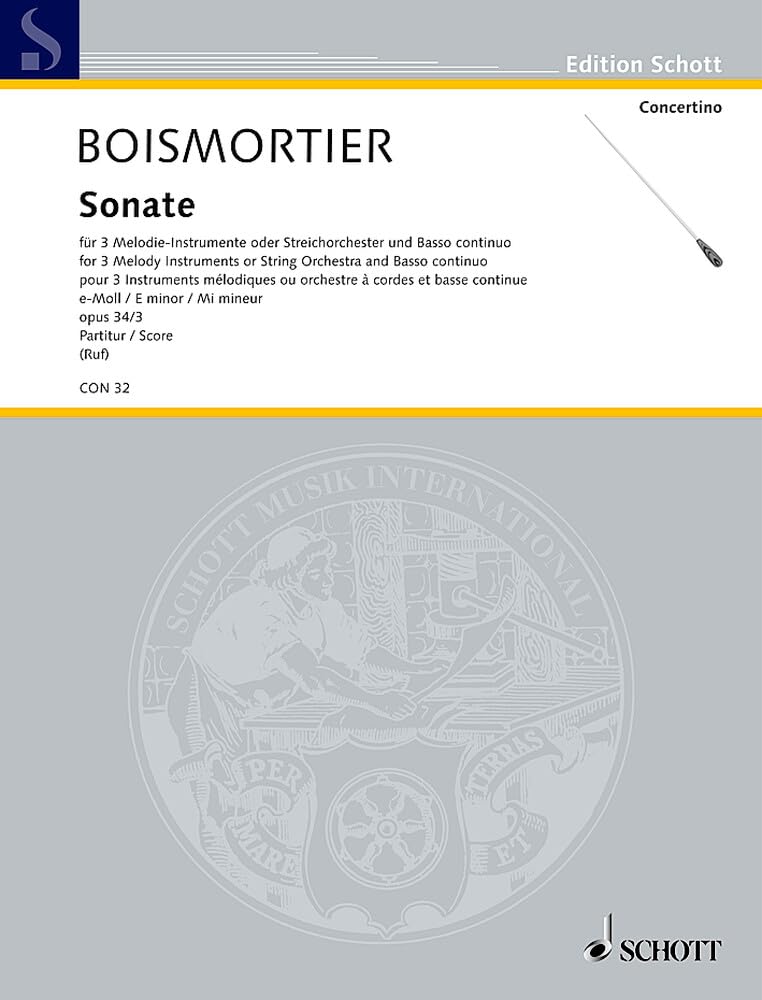 Sonate e-Moll: op. 34/3. 3 Melodie-Instrumente (Violinen, Flöten, Oboen) oder Streichorchester und Basso continuo (Cembalo, Klavier); Violoncello ... Fagott) ad libitum. Partitur. (Concertino) Sheet Music