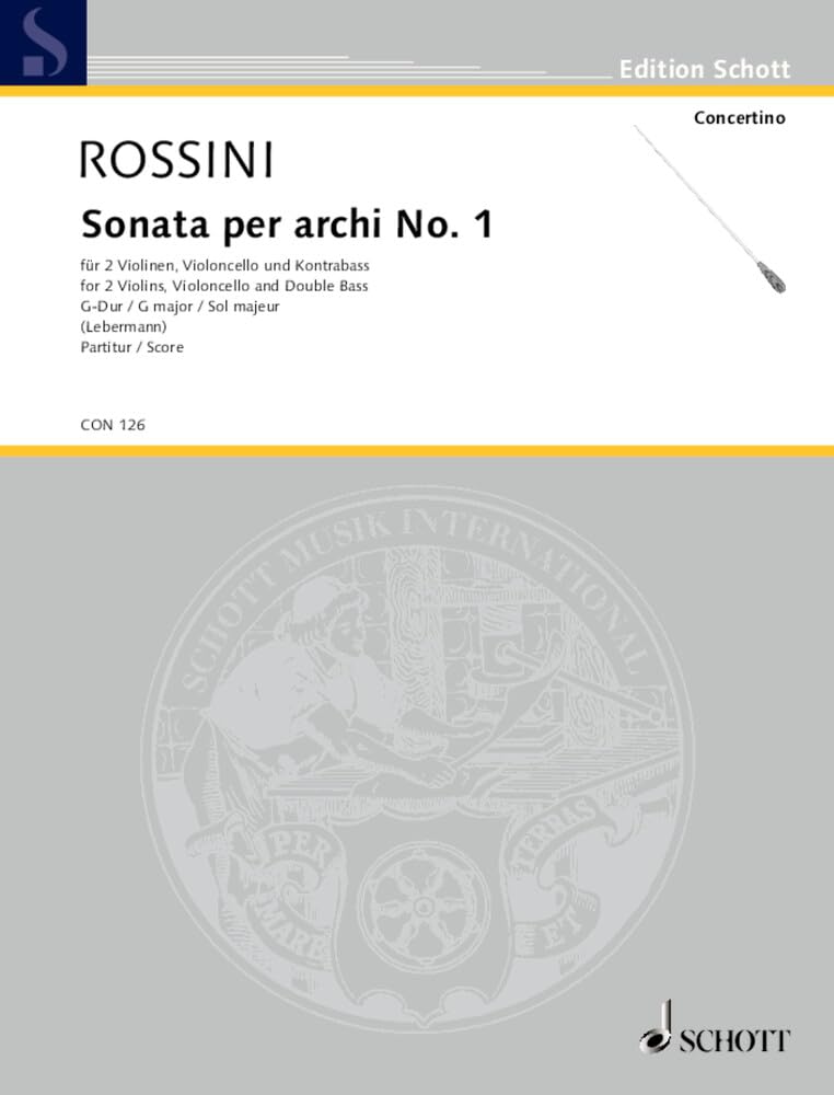 Sonata per archi: No. 1 G-Dur. 2 Violinen, Violoncello und Kontrabass (solistisch oder chorisch). Partitur. (Concertino) Sheet Music