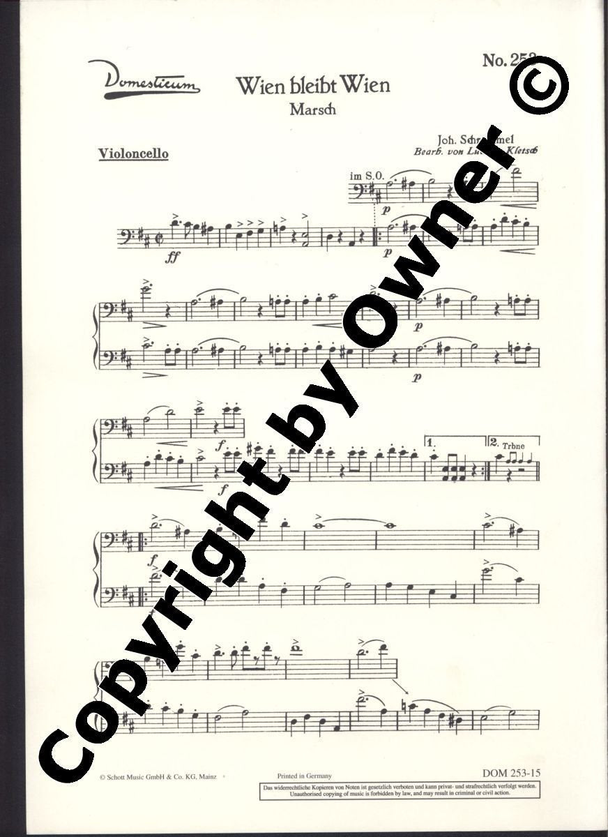 Wien bleibt Wien: Marsch. Salonorchester. Violoncello. (Domesticum) Sheet Music