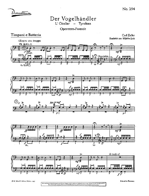 Der Vogelhändler: Operetten-Fantasie. Salonorchester. Klavierdirektion und Stimmen. (Domesticum) Sheet Music