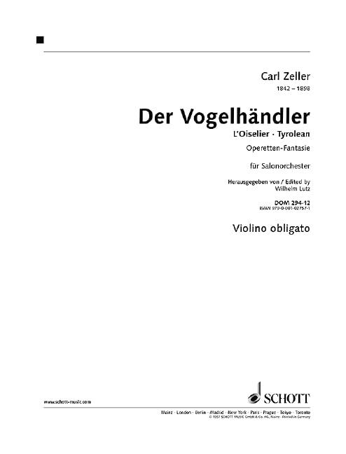 Der Vogelhändler: Operetten-Fantasie. Salonorchester. Violine obligat. (Domesticum) Sheet Music