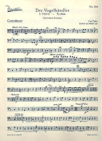 Der Vogelhändler: Operetten-Fantasie. Salonorchester. Kontrabass. (Domesticum) Books