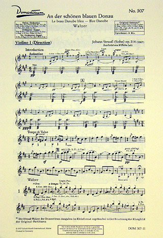An der schönen blauen Donau: Walzer. op. 314. Salonorchester. Violine I. (Domesticum) Sheet Music