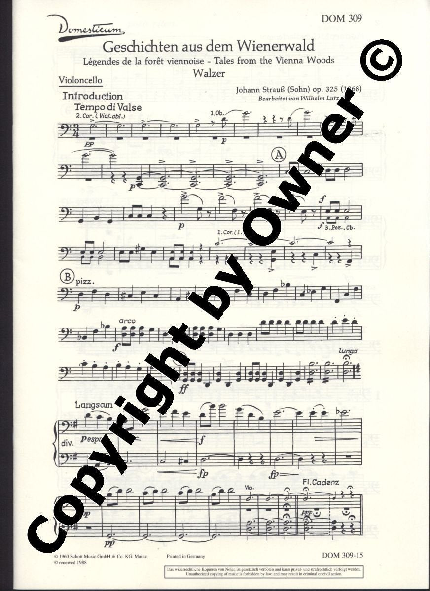 Geschichten aus dem Wienerwald: Walzer. op. 325. Salonorchester. Klavierdirektion und Stimmen. (Domesticum) Sheet Music