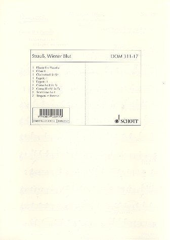 WIENER BLUT OP. 354 ORCHESTRE-ENSEMBLE DE PARTITIONS Sheet Music