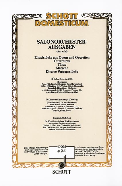 Hoch Heidecksburg!: Marsch. op. 10. Salonorchester. Klavierdirektion und Stimmen. (Domesticum) Sheet Music