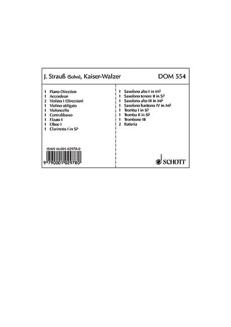 Kaiserwalzer: op. 437. Salonorchester. Klavierdirektion und Stimmen. (Domesticum) Sheet Music