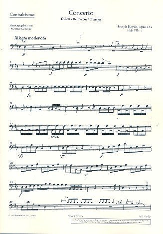 Concerto D-Dur: op. 101. Hob. VIIb:2. Violoncello und Orchester. Kontrabass. Sheet Music