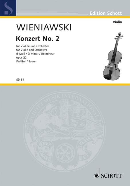 Konzert No. 2 d-Moll: op. 22. Violine und Orchester. Dirigierpartitur.: op. 22. violin and orchestra. Partition de direction. (Edition Schott) Sheet Music