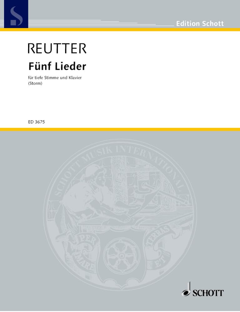 Fünf Lieder: op. 58. tiefe Singstimme und Klavier. tief. (Edition Schott) Sheet Music