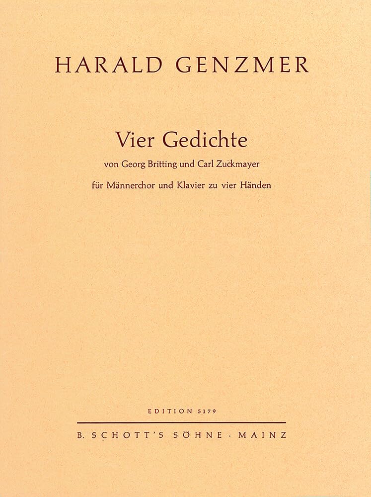 Vier Gedichte: GeWV 61. Männerchor (TTBB) und Klavier 4-händig. Partitur. Sheet Music