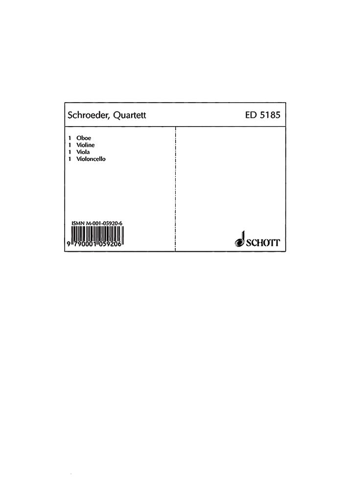 Quartett: op. 38. Oboe, Violine, Viola und Violoncello. Stimmensatz. Sheet Music