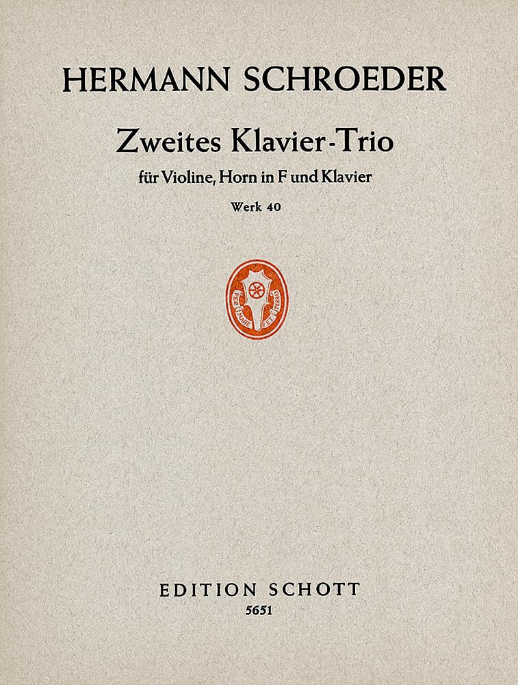 2. Klaviertrio: op. 40. Klavier, Violine und Horn. Stimmensatz. Sheet Music