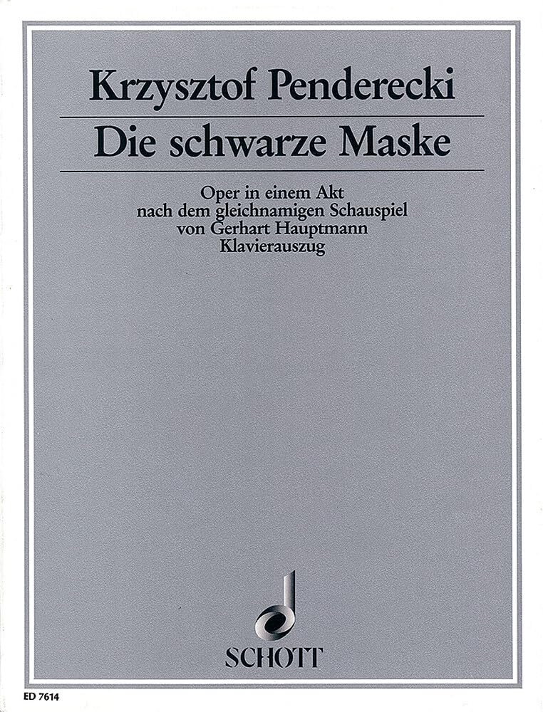 Die schwarze Maske: Oper in einem Akt. Klavierauszug. Sheet Music