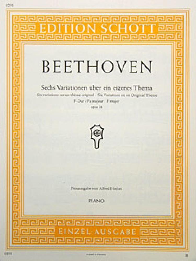 Six Variations F major: on an original theme. op. 34. piano. Sheet Music