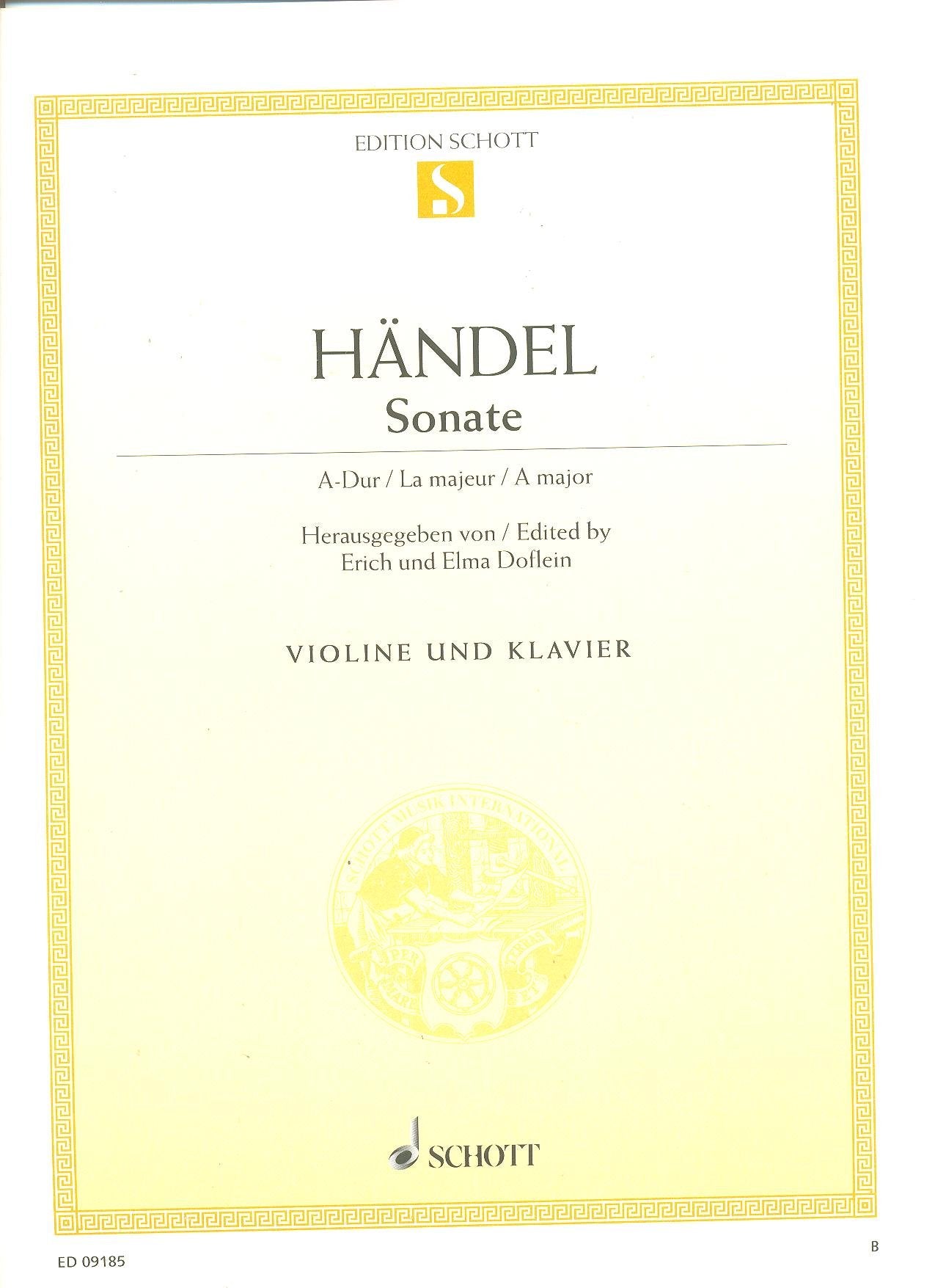 Sonata A major: No. 3 from "15 Sonate da Camera". violin and piano. Arts & Music