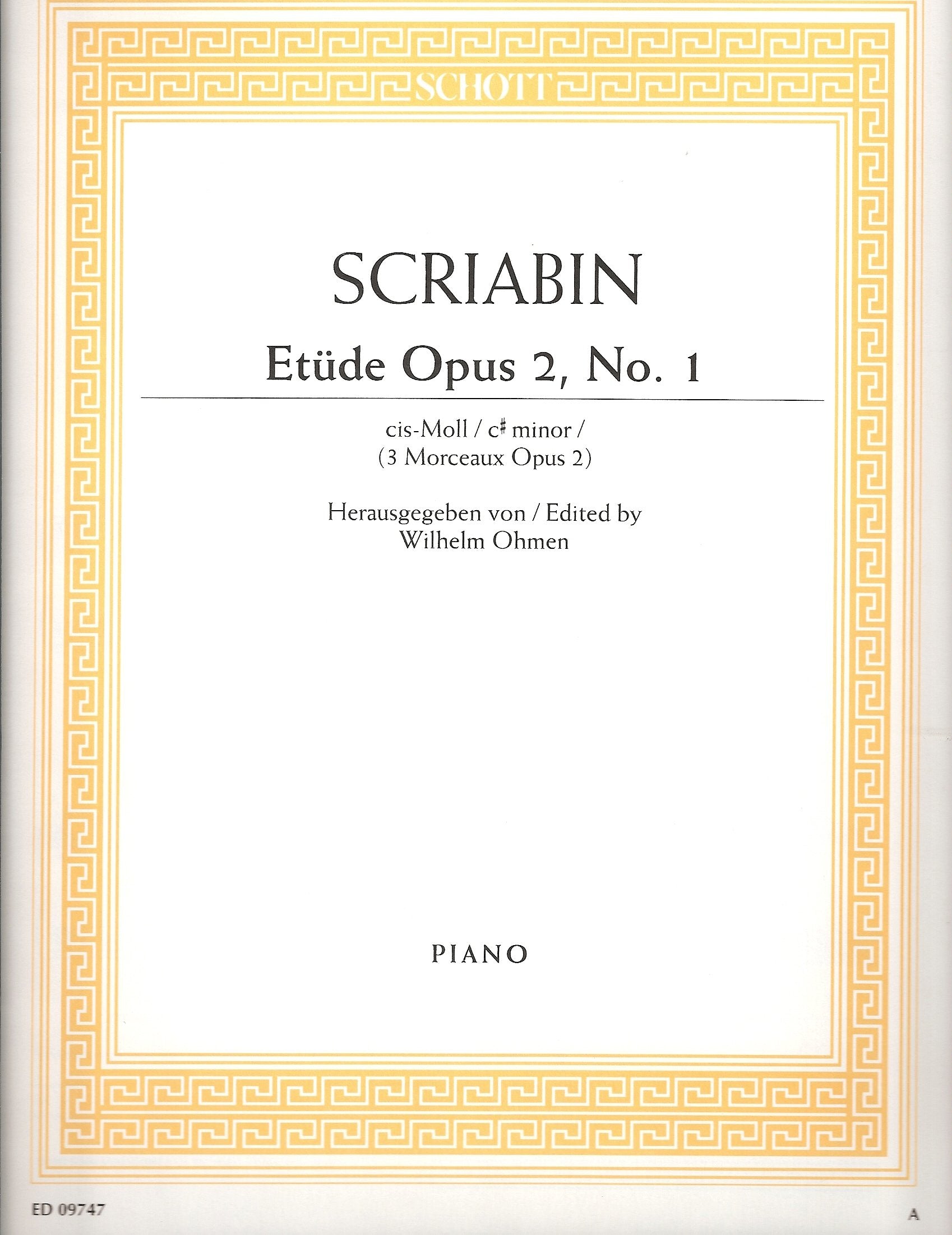 Étude Do dièse mineur: from "Morceaux, op. 2". op. 2/1. piano. Sheet Music