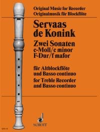 Two Sonatas: C minor - F major. treble recorder and basso continuo, cello and viola da gamba ad libitum. Sheet Music