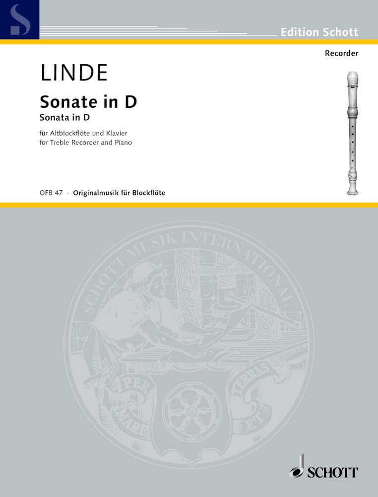 Sonate in D: Alt-Blockflöte und Klavier. (Edition Schott) Sheet Music